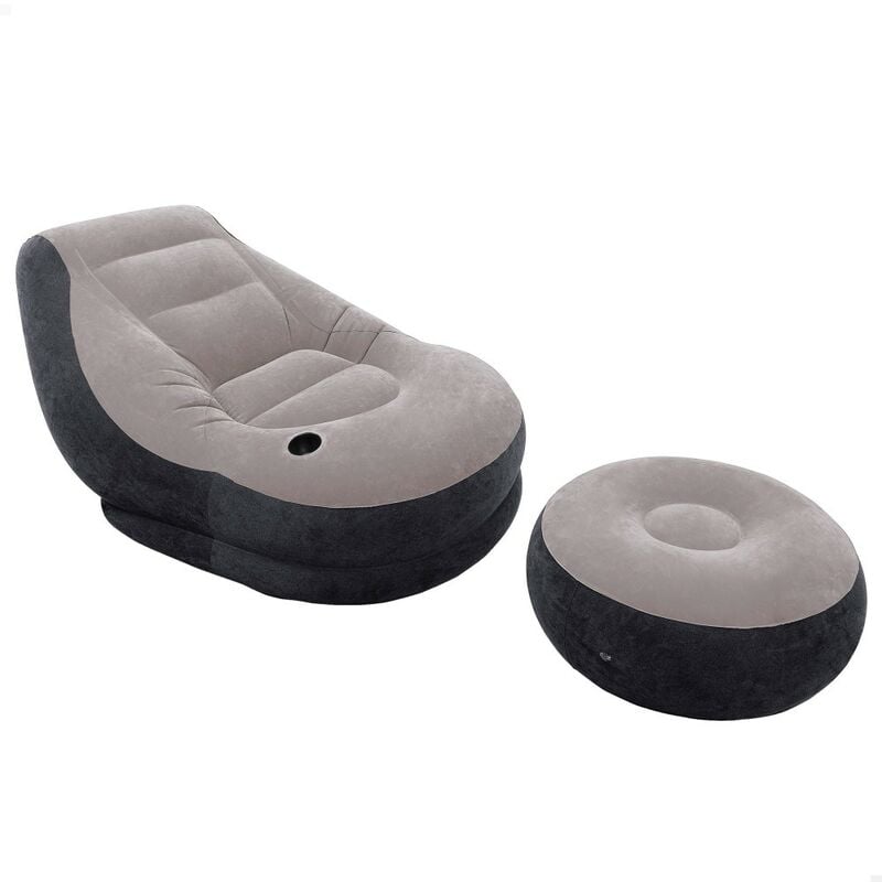 

Sillón+reposapiés hinchables INTEX 99x130x76 64x28 cm - gris