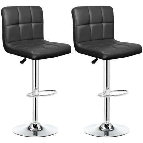 IntimaTe WM Heart 5001A03, Set di 2 sgabelli da bar in finta pelle, stile moderno, quadrato, da cucina, con schienale, colore: nero, 43 x 36 x 94.5 cm