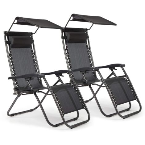 IntimaTe WM Heart Pieghevole Deck Sedia 2-Pezzo Set con Tazza Holder, Poggiatesta e Canopy, Leggero Grigio