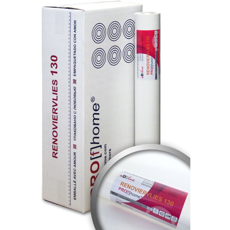 E-delux - Revêtement intissé à peindre 130 g Profhome 399-130 fibre de rénovation lisse Papier peint intissé blanc 6 rouleaux 112,50 m2