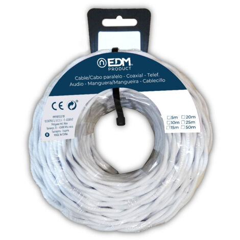 Intreccio tessile parallelo 2x1,5mm bianco 5mts