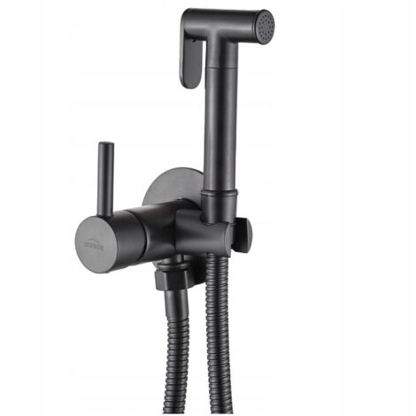 Invena Robinet Bidet Douchette Noir Mural Monocommande