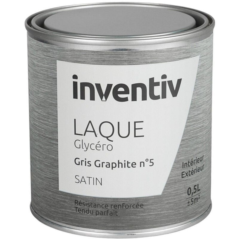 Inventiv Laque Glycéro Gris Graphite Satin 0,5L - Peinture Int/Ext