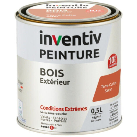 Inventiv - Peinture Extérieure Bois Terre Cuite Satin 0,5L