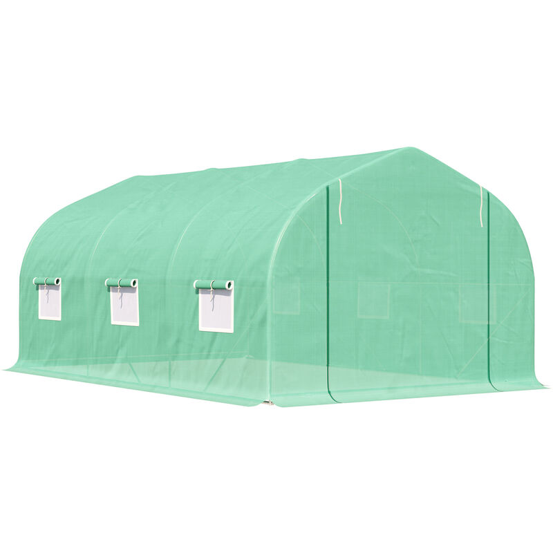 

Invernadero Túnel de Jardín 4.5x3x2m Politunel Cultivo Planta Semilla 6 Ventanas - Verde