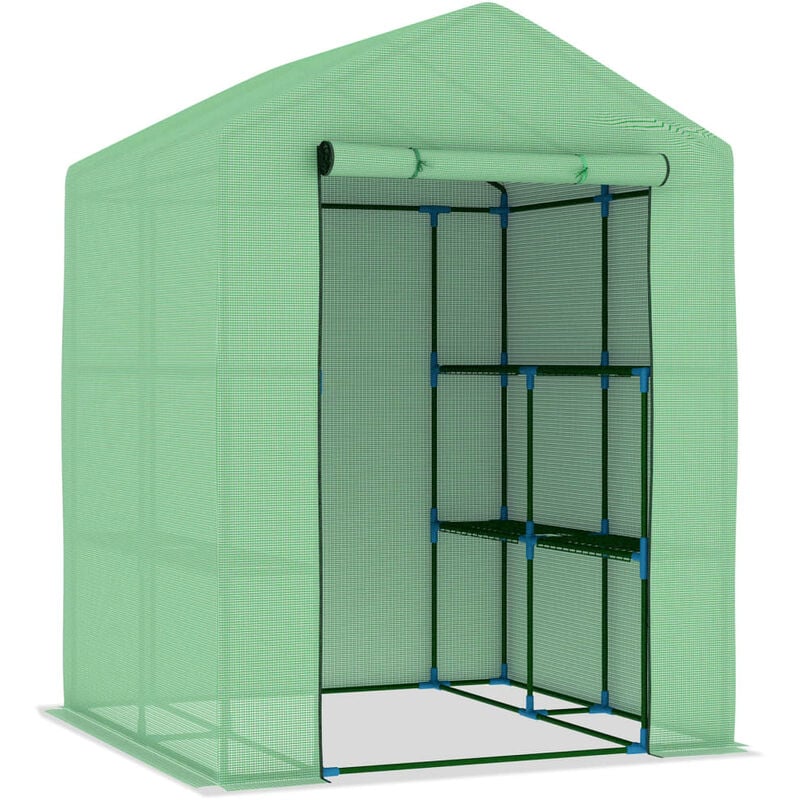 

vidaXL Invernadero con estantes acero 143x143x195 cm - Verde