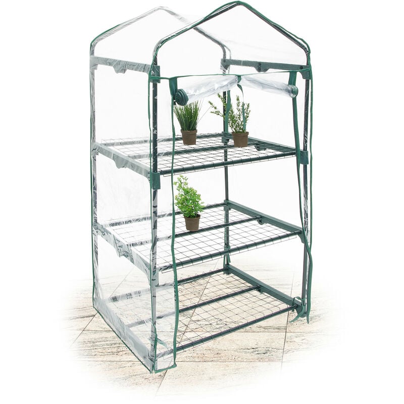

Invernadero Pequeño, 3 Baldas, 124x70x50 cm, Mini Huerto para Germinar Plantas, Balcón o Terraza, Transparente