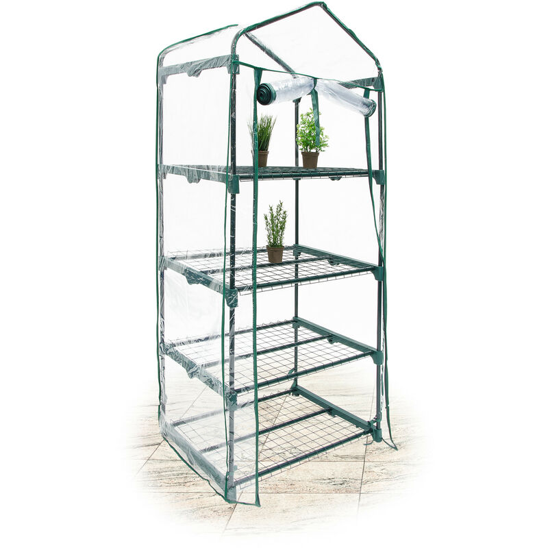 

Invernadero Pequeño, 4 Baldas, 156x70x50 cm, Mini Huerto para Germinar Plantas, Balcón o Terraza, Transparente