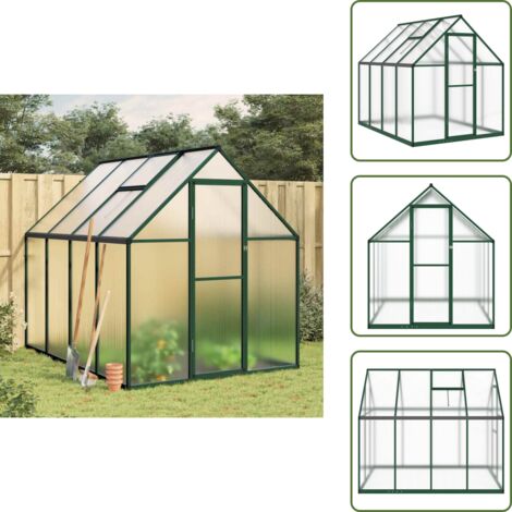 Invernadero con puerta - vidaXL Invernadero con marco base aluminio verde 224x169x195 cm - Invernadero con ventana