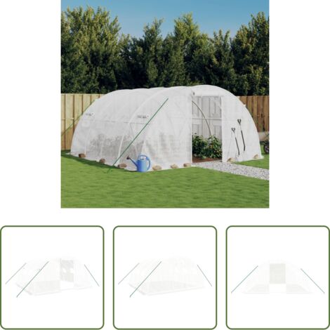 Invernadero de acero -  Invernadero con estructura de acero blanco 16 m² 4x4x2 m