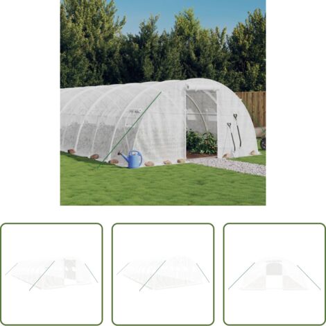 Invernadero de acero -  Invernadero con estructura de acero blanco 40 m² 10x4x2 m