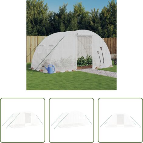 Invernadero de acero -  Invernadero con estructura de acero blanco 8 m² 4x2x2 m