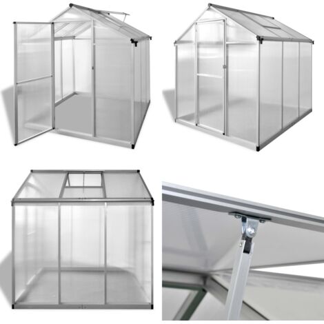 Invernadero de aluminio gris antracita 3,46 m² - Invernadero de policarbonato - Invernadero para plantas