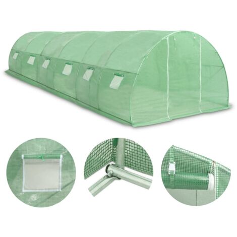 Invernadero de carpa para plantas flores y verduras 27 m² 900 x 300 x 200 cm verde 020044444