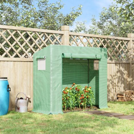 Invernadero de Exterior con Ventanas y Marco de Acero Invernadero para Cultivar Tomates Flores 200x76x168 cm Verde