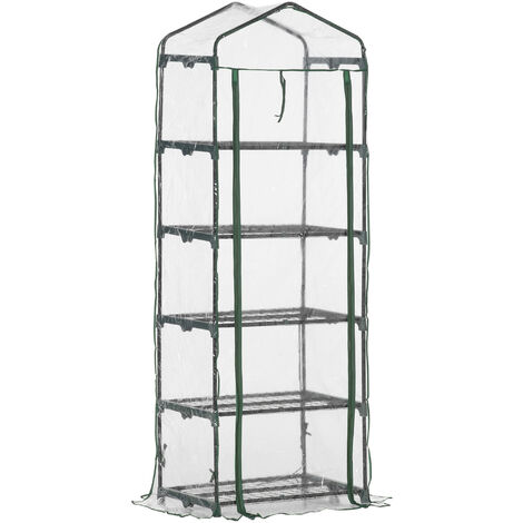 Invernadero de Jardín con 5 Estantes de Alambre Tipo Caseta de Acero Vivero Casero para Cultivo de Plantas Flores Verduras 69x49x193 cm