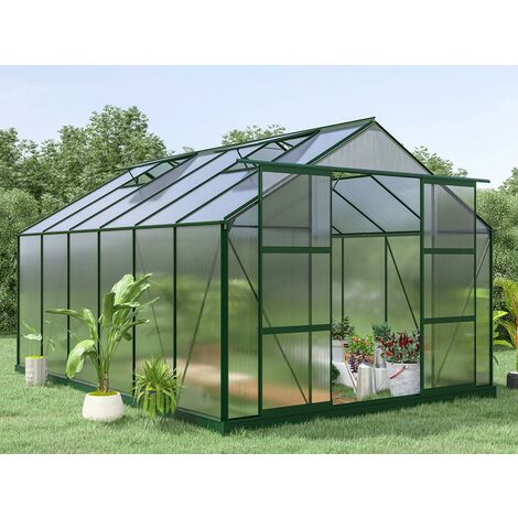 Invernadero de jardín de policarbonato de 13m² KALIDA con base - Verde - Venta-unica - Verde pino