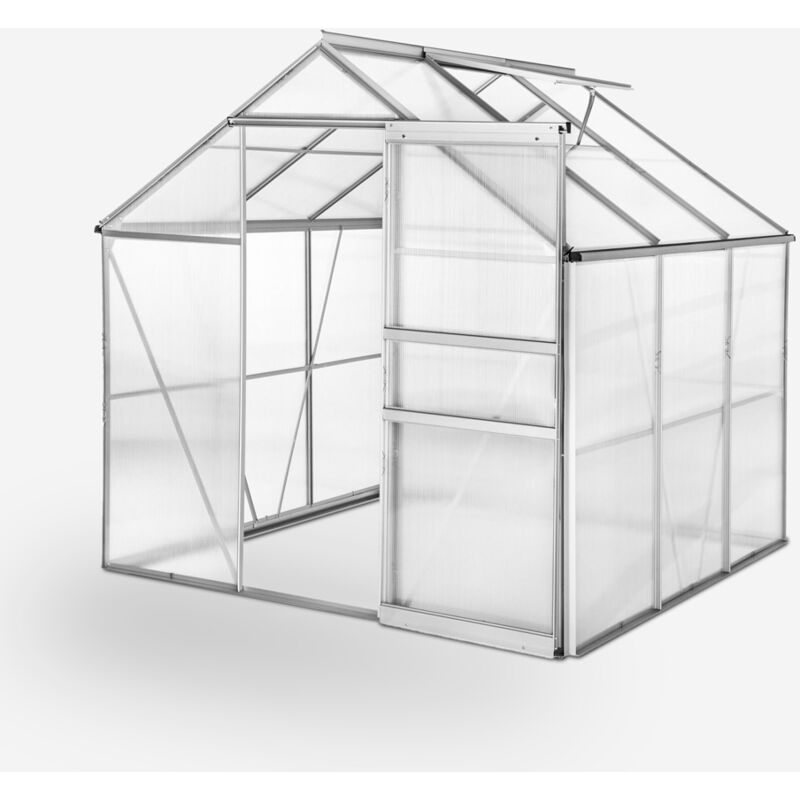 Invernadero para jardín de aluminio y policarbonato con puerta y ventana 183x185x205cm Vanilla - 1.000000