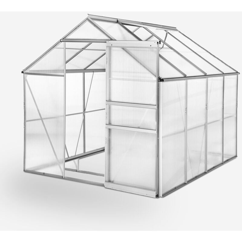 Soana Garden Shed - Invernadero para jardín de aluminio y policarbonato con puerta y ventana 183x245x205cm Laelia - 1.000000