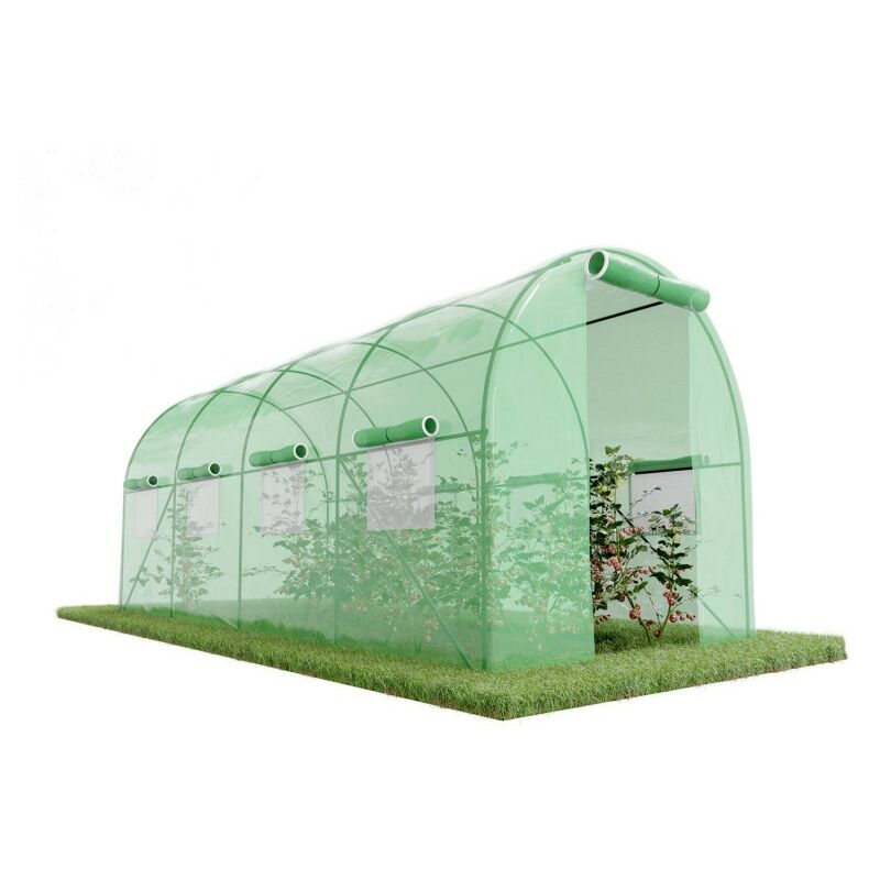 

Eurospen - Invernadero de jardín Túnel 9m² - lona armada - ventanillas laterales, puerta con cremallera - Verde