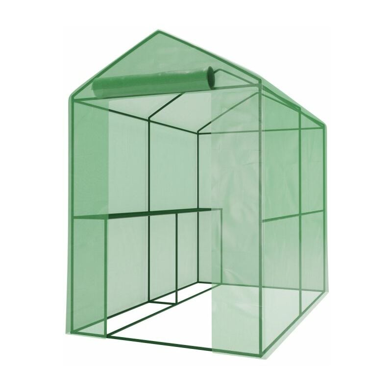 

Eurospen - Invernadero de jardín - con estanterias y puerta con cremallera 2m2 - Verde