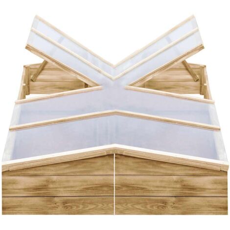 Invernadero de madera de pino impregnada 2 uds 200x50x35 cm