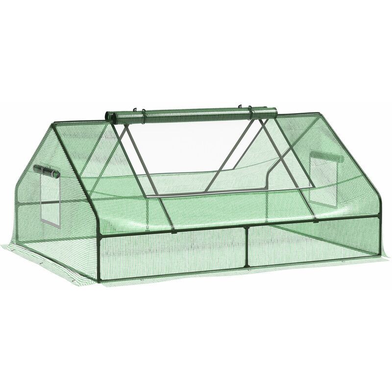 

Outsunny - Invernadero de Terraza Jardín 180x140x80 cm Tipo Caseta de Acero Plástico con Puertas y Ventanas Enrollables para Cultivo de Plantas