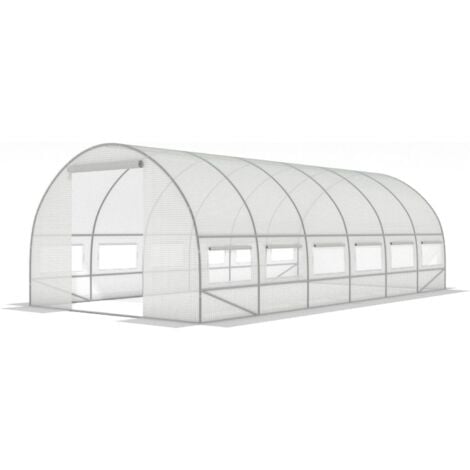 VIKING CHOICE Invernadero de túnel de aluminio con ventanas 600 x 300 x 200 cm Blanco