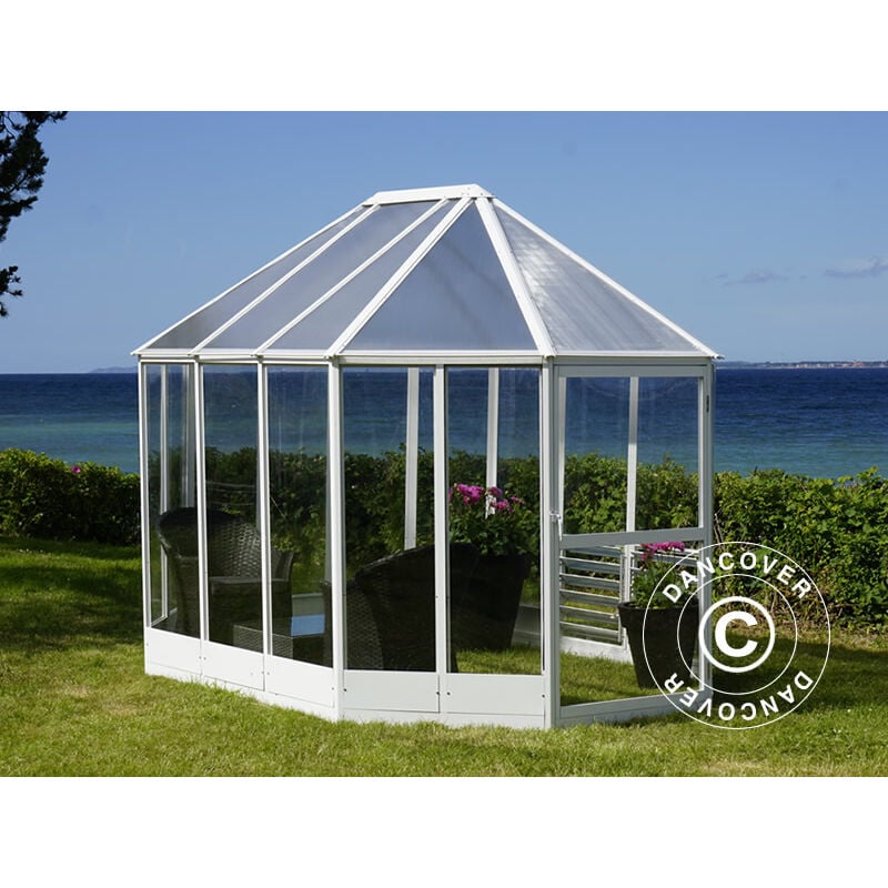 

Invernadero orangerie en policarbonato, 6,96m², 2,41x3,3x2,58m, Blanco