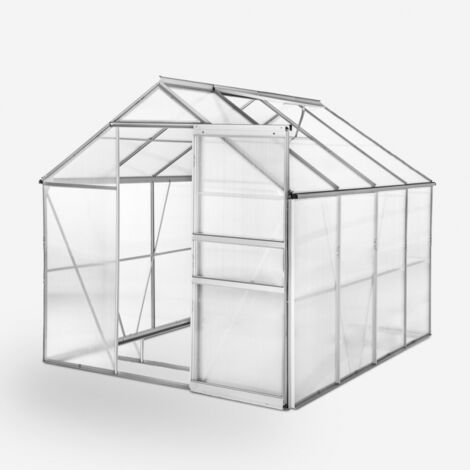 Invernadero para jardín de aluminio y policarbonato con puerta y ventana 183x245x205cm Laelia - 1.000000