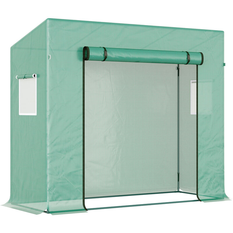 

Invernadero 200x77x170 cm Tubo de Acero Puerta y 2 Ventanas Tomates Semillero - Verde Translucido