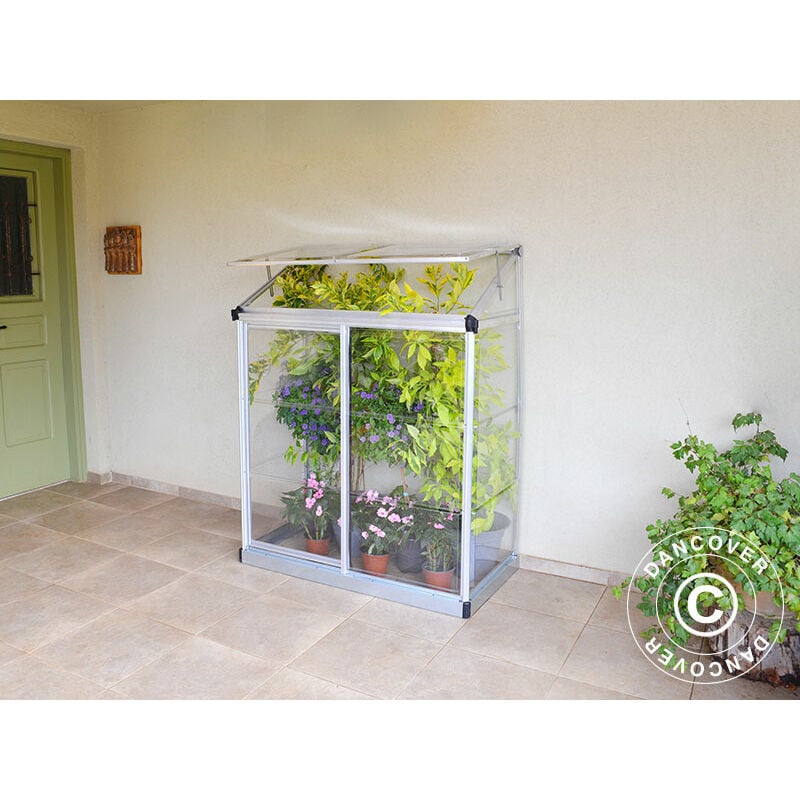 

Dancover - Invernadero adosado, Policarbonato, 0,78m², 0,63x1,25x1,60m Plateado