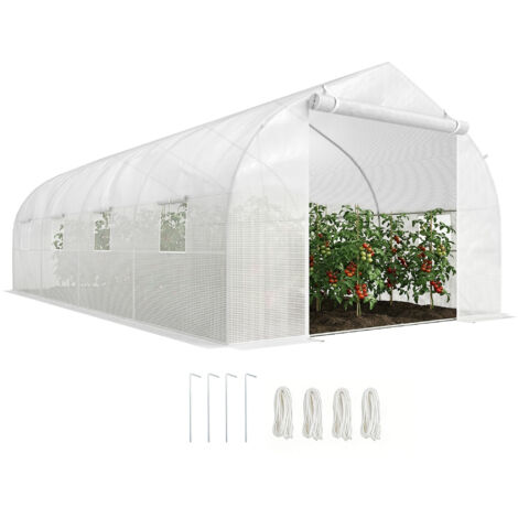 Invernadero Tipo Caseta de Jardín o Terraza 6x3x2 m para Cultivo de Plantas y Semillas Color Blanco