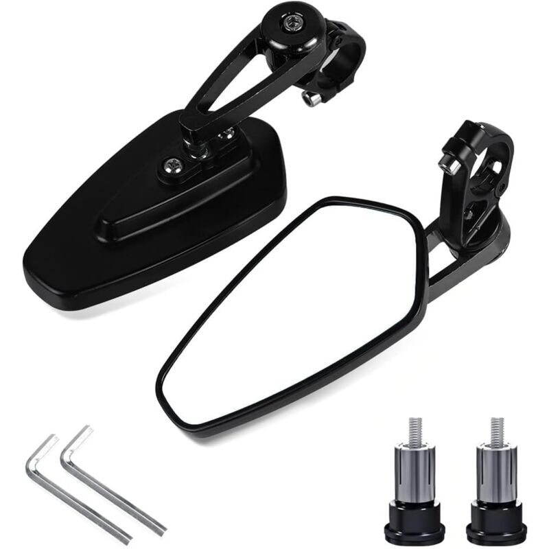 InversantRétroviseur De Moto,7/8' 22mm Universel Aluminium Rétroviseu Embout De Guidon Moto Latéraux Miroirs Arrière pour tv Moto Croiseur Scooter