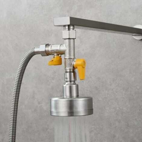 Inverseur 3 voies en laiton 1/2" pour douchette et douche de tête – Té de raccordement avec arrêt intégré