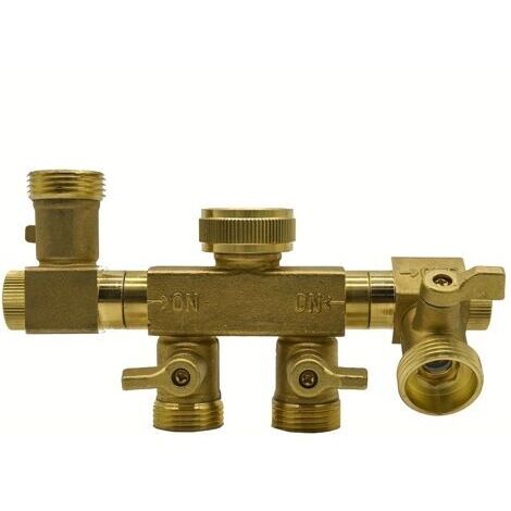 Inverseur 4 Voies en Laiton – Filetage Femelle 1/2" et 3/4", Connecteur en Y BSP avec Rotation à 360° pour Tuyaux et Robinet