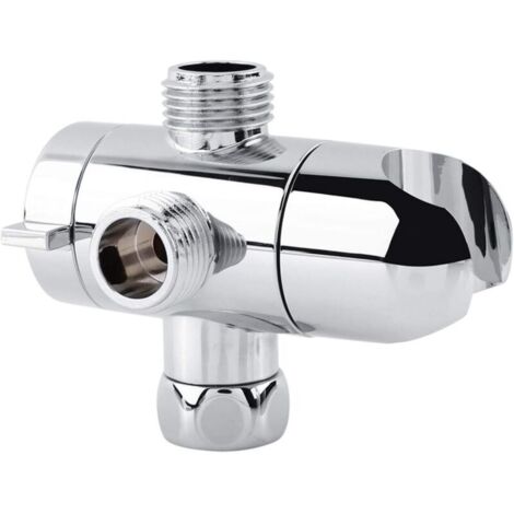 Inverseur de bras de douche à 3 voies, support de fixation de vanne à angle de 1/2"pour salle de bain pour douche à main Composants de douche universels Chrome