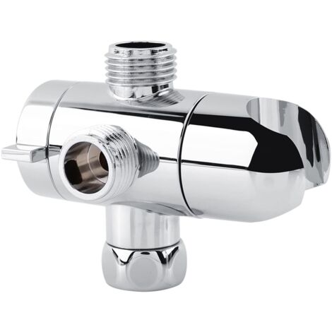 Inverseur De Douche à 3 Voies, Vanne Dérivation Shower Adaptateur Pommeau Douches 1/2" Répartiteur Tuyau Accessoires Universels Avec Valve D'arrêt Pour Douchette Salle Bain Cuisine Argent