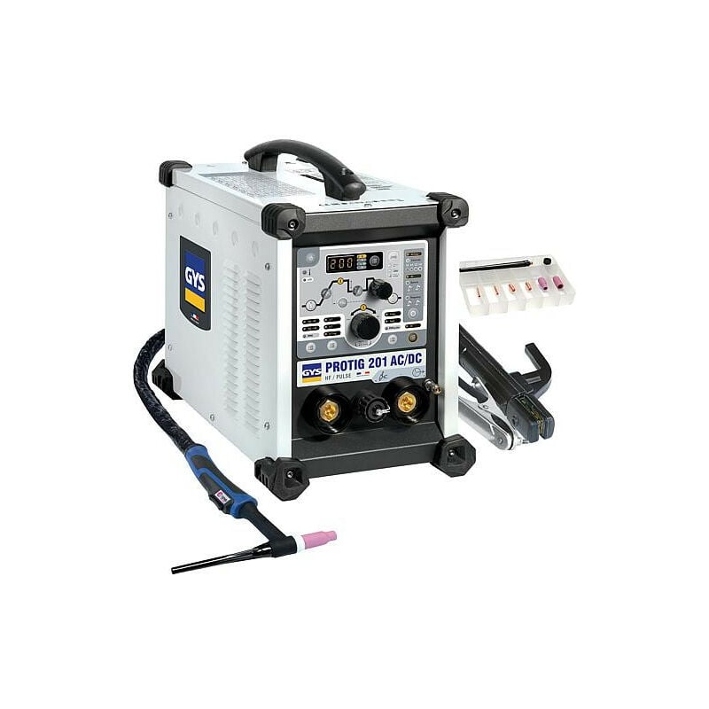 Inverseur de soudage, une phase protig 201 ac/dc hf fv, courant cont. 10-160, courant alt. 10-200A