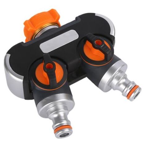 Inverseur de tuyau à 2 voies avec adaptateur de robinet en Y de 3/4" et 1/2" pour l'arrosage du jardin, le nettoyage, les animaux domestiques, débit d'eau réglable et verrouillable