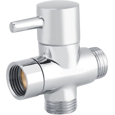 Inverseur de vanne d'arrêt 3 voies G1/2'' – Laiton massif chromé – Installation facile sur bras de douche – Contrôle efficace de l'eau