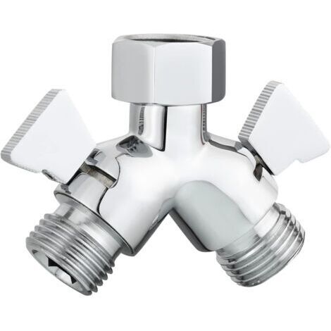Inverseur Douche 2 Voies G1/2" Distributeur Y en Laiton avec Robinets d'Arrêt Salle de Bain, Chrome Z-V-D