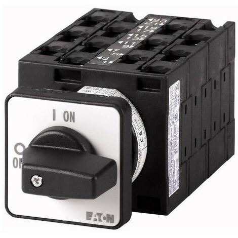 Inverseurs Contacts: 12 32 A plastron: 1-2 90 ° à accrochage encastré 000073703 EATON T3-6-8370/E