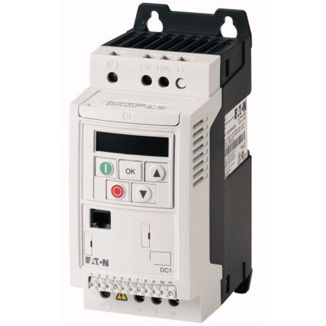 Inversor DC1-124D3FN-A20CE1 de 0,75 kW, monofásico, 230 V, con filtro RFI y pantalla LED integrada, IP20