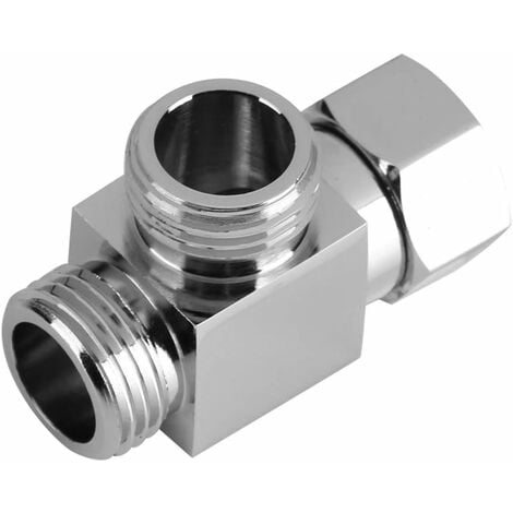 Inversor de ducha - Adaptador en T inversor de latón cromado de 3 vías G1/2 para montaje en brazo de ducha (válvula triangular)