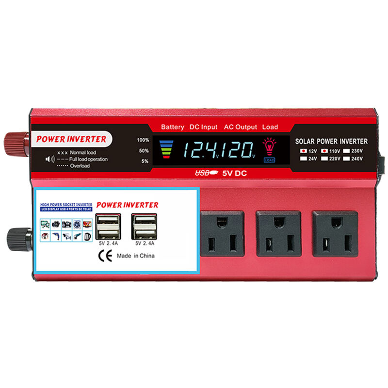 

Inversor de energia solar Inversor de onda sinusoidal pura de alta eficiencia Home Car RV Convertidor de energia solar con pantalla LCD DC 12V a 110V