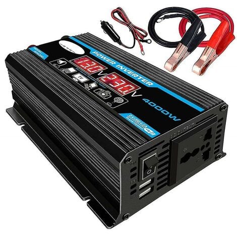 DECKON Inversor de onda sinusoidal pura de 12V 220V Transformador de inversor de energía de onda sinusoidal pura de 4000W con control remoto y tomacorrientes de CA duales para RV Car Truck