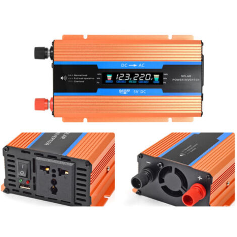 Inversor solar - Cargador de coche de 12 V/24 V a 110 V/220 V, convertidor de potencia máxima (4000 W)