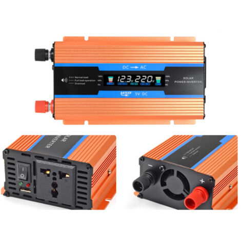 Inversor solar: convertidor de voltaje de 110 V/220 V, cargador de coche de 12 V/24 V, potencia máxima (4000 W).