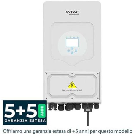 Inverter Ibrido 5kW Monofase IP65 con Display Touch LCD per Impianto Fotovoltaico CEI 0-21